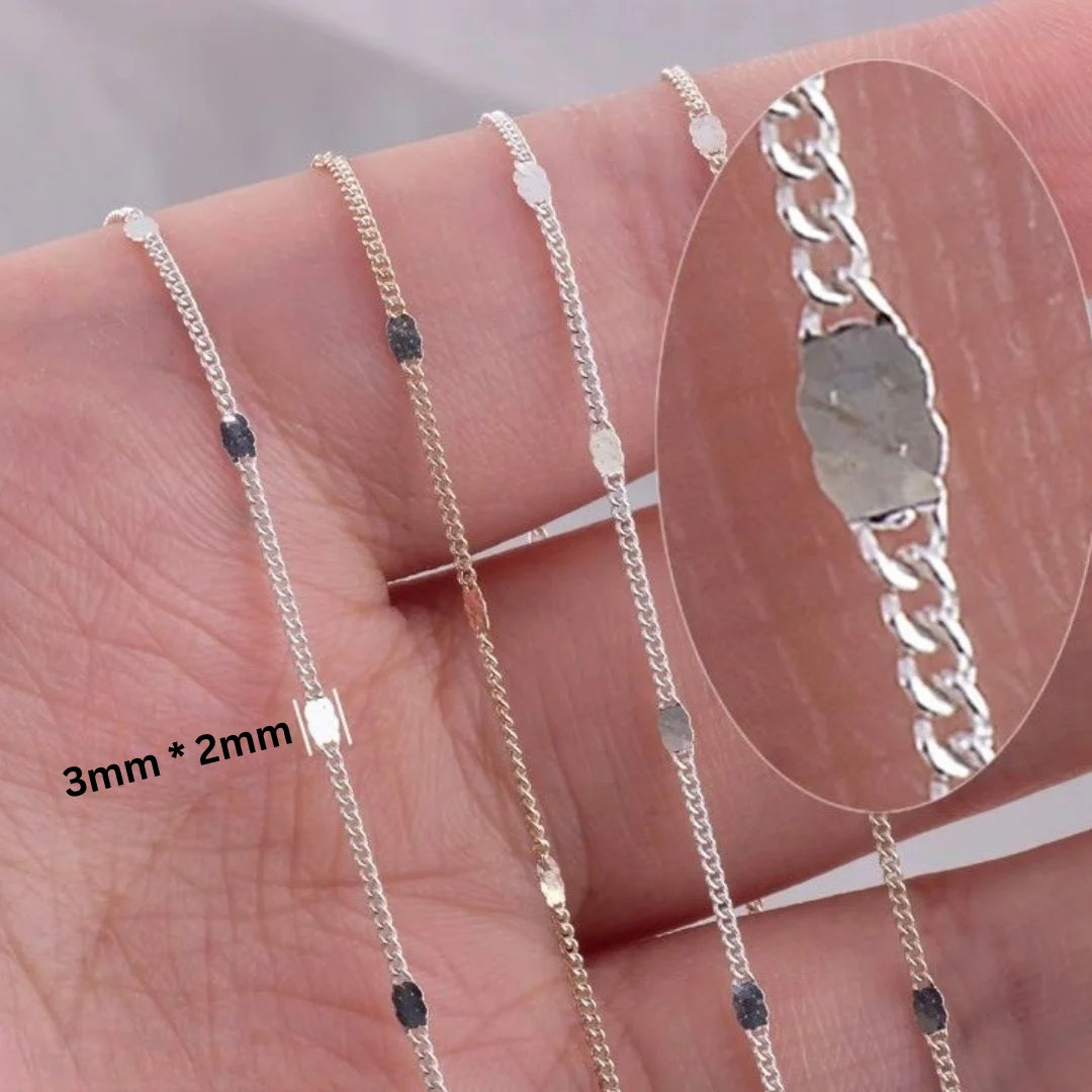 1 Ft of Stainless Steel Chain | Silver | Shiny Flat Curb Chain | 3mm*2mm