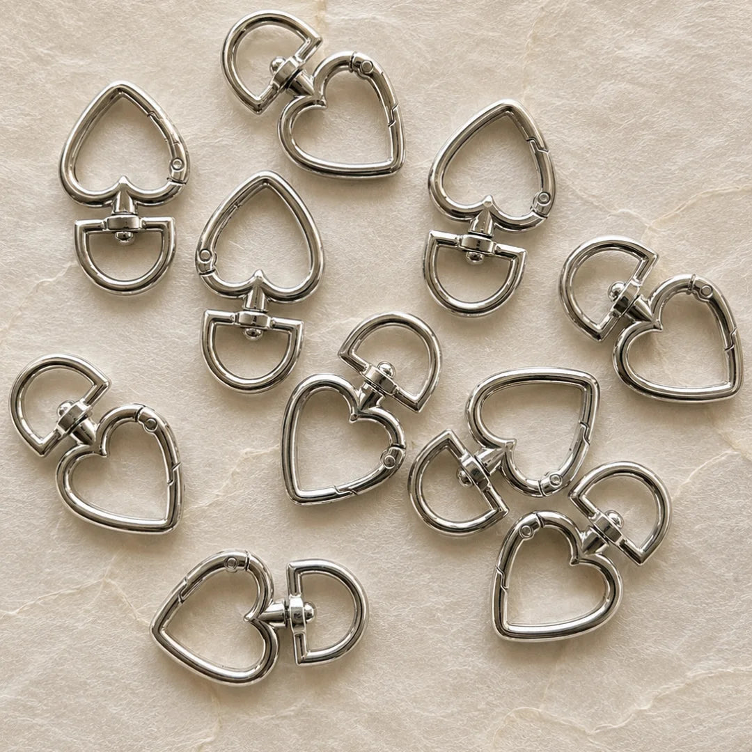 Silver Heart Swivel Clasps