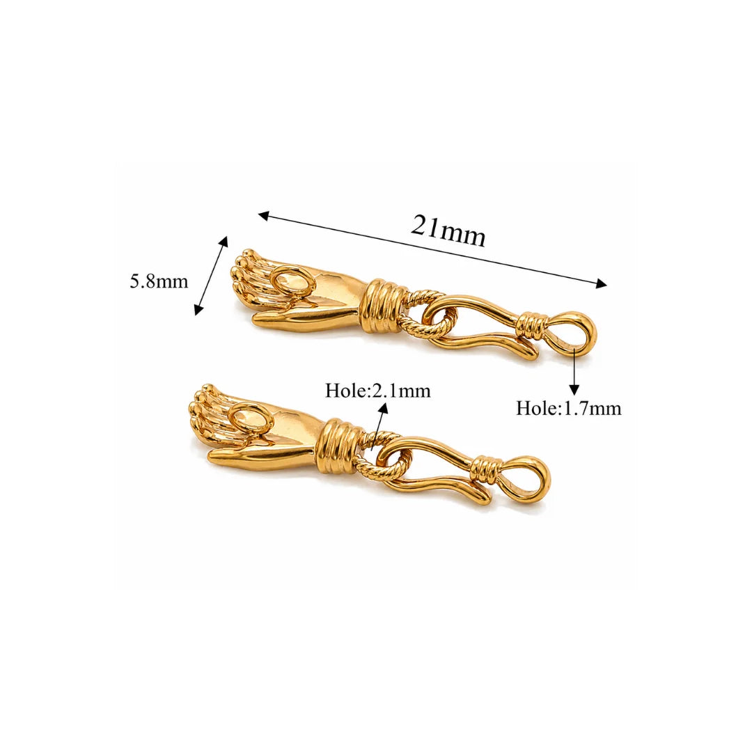 Stainless Steel | Gold Plated Hand Shaped Jewelry Clasp | 21mm (H) x 5.8mm (W)