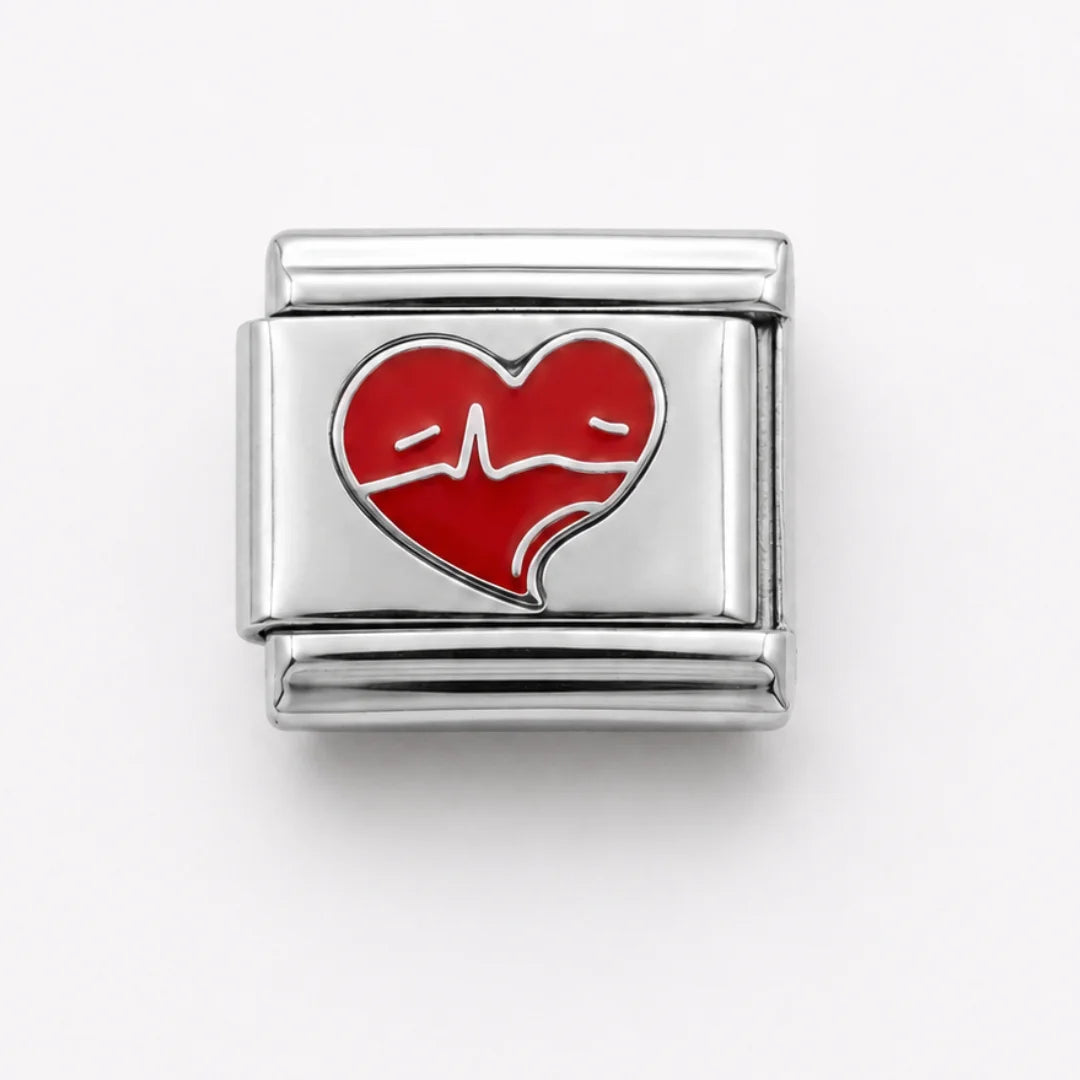Stainless Steel | Red Heart Italian Charm