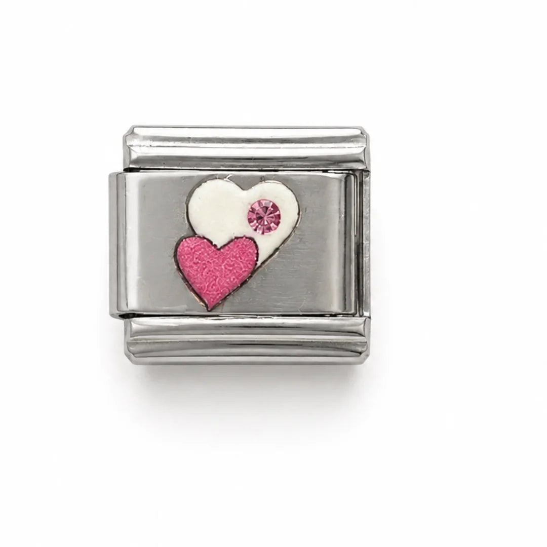 Stainless Steel | Double Heart Italian Charm
