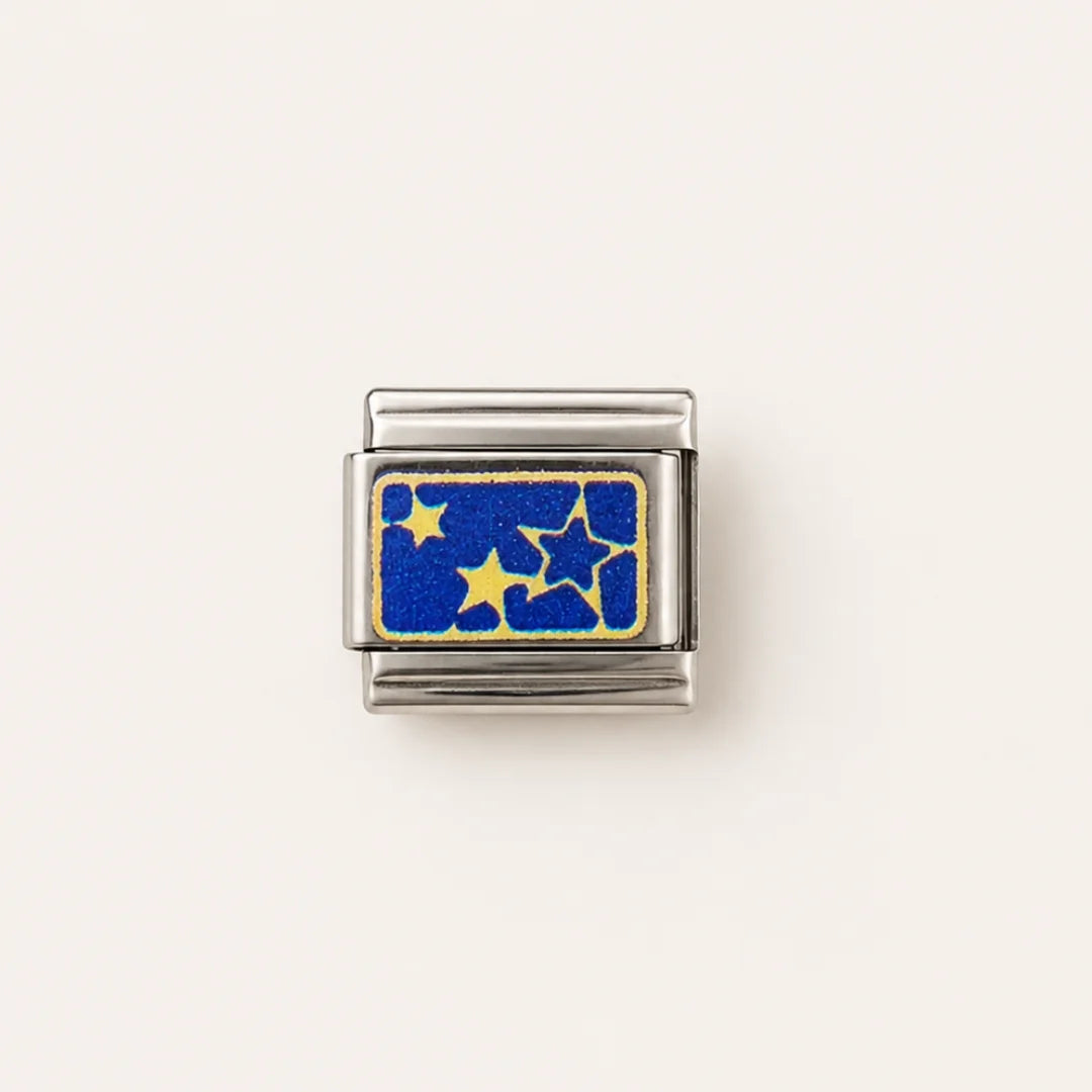 Stainless Steel | Gold Star Blue Plated Italian Charm