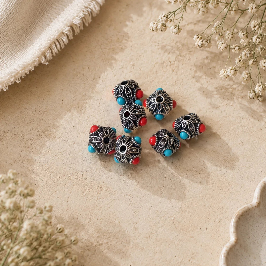 Nepalese Tibetan Silver Colored Beads