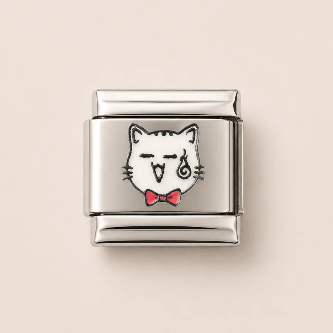 Stainless Steel | Cute Cat with Bowtie Italian Charm
