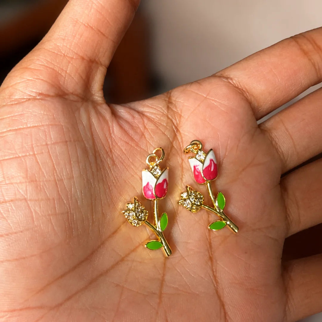 Pink Tulip Flower Charm