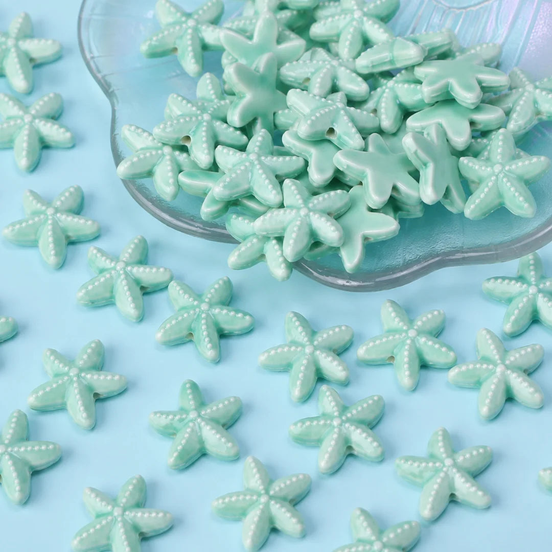 Multicolor Ceramic Starfish Beads