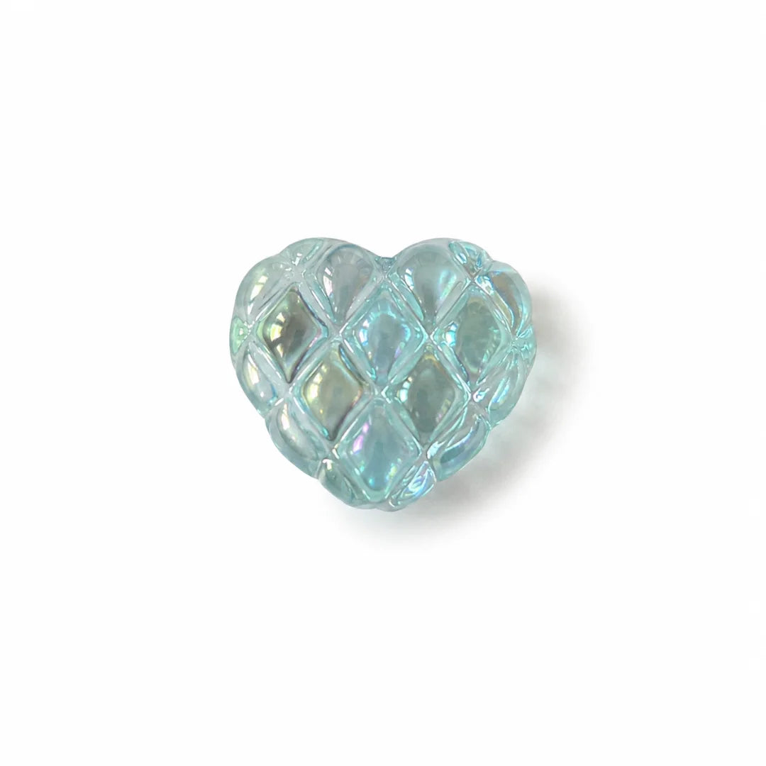 17x20 mm | Iridescent Quilted Heart Beads