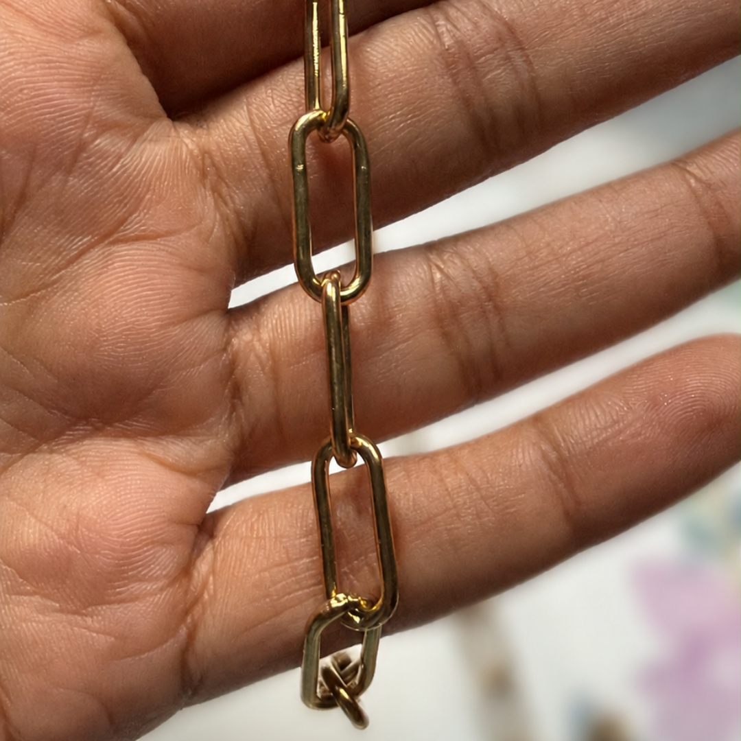 1 Ft of 14k Gold Plated Stainless Steel | Paperclip Link Chain - Style2 | 15mm (H)