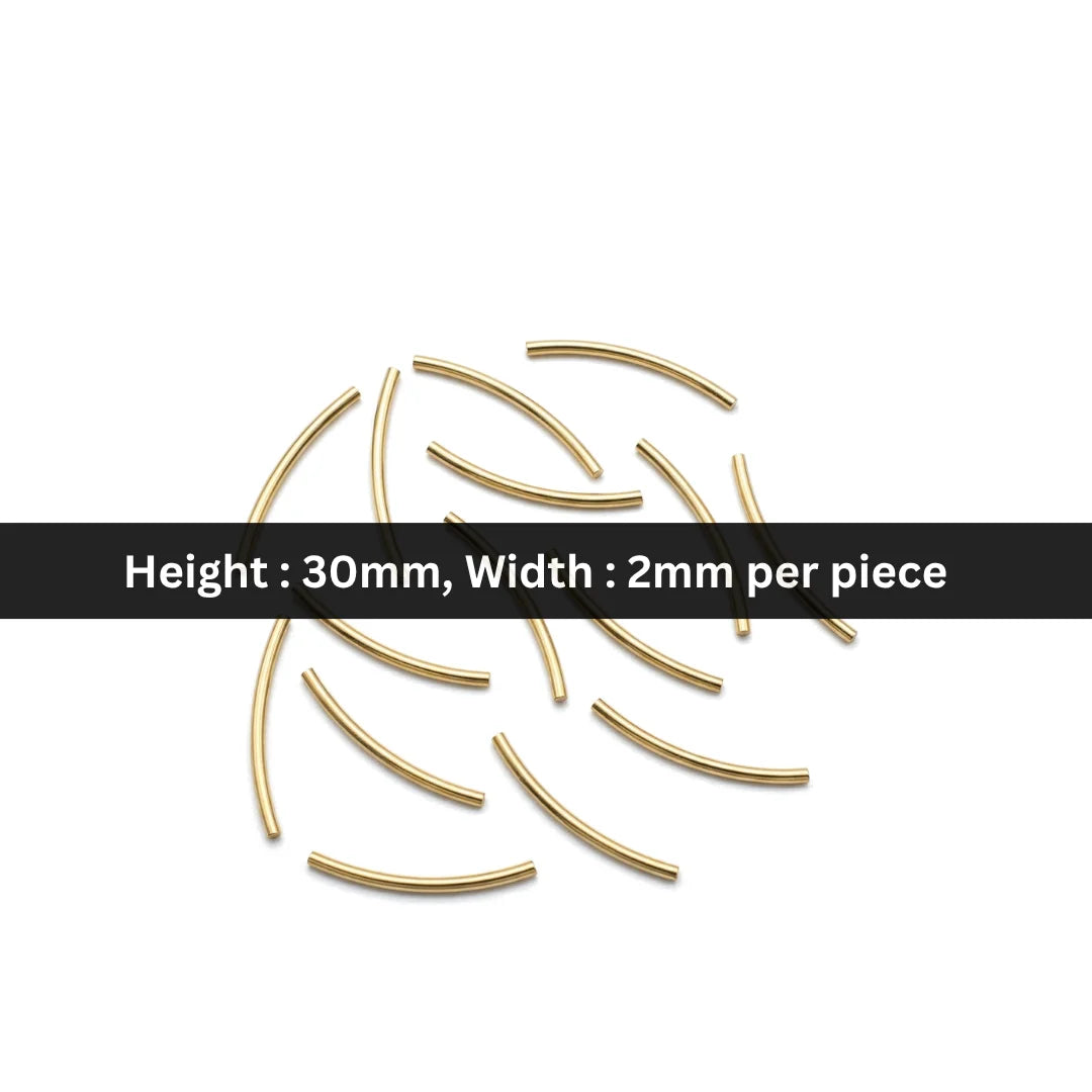 Stainless Steel | 30x2 mm | Gold Curved Tube Spacer
