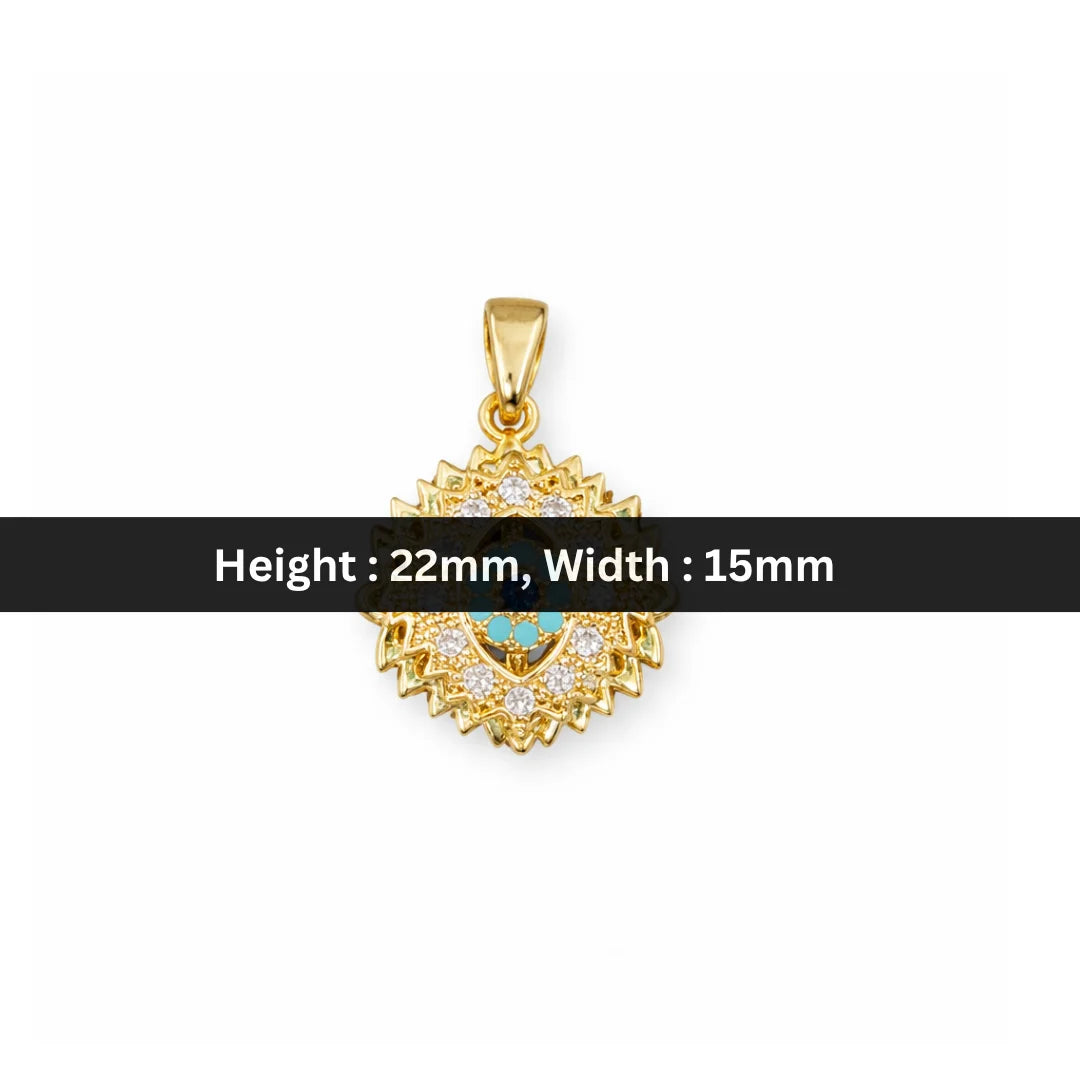 Stainless Steel | 22x15 mm | Zircon Crystal Golden Evil Eye Pendant