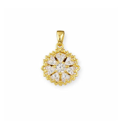 Stainless Steel | 22x22 mm | Zircon Crystal Aurora Starburst Pendant
