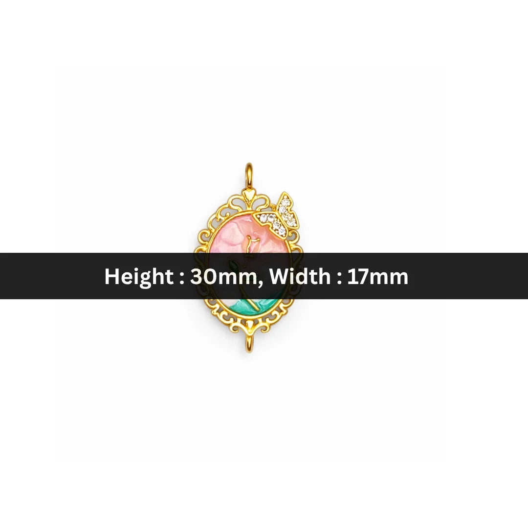 Stainless Steel | 30x17 mm | Spring Blossom Frame Charm
