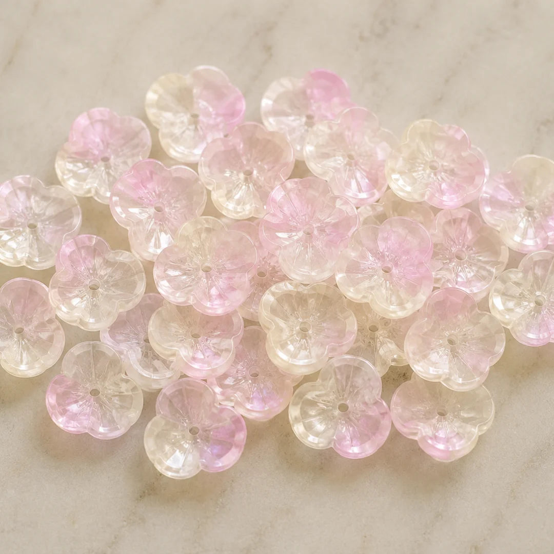 Gradient Three Petal Cherry Blossom Glass Beads