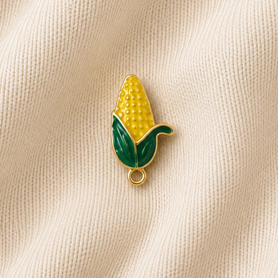 Stainless Steel | Enamel Corn Charm | 2x1.4 cm