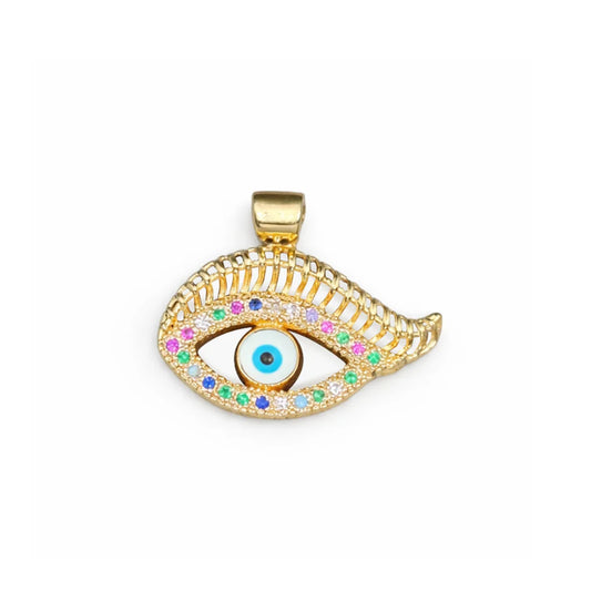 Stainless Steel | 22x25 mm | Luxe Multicolor Evil Eye Pendant