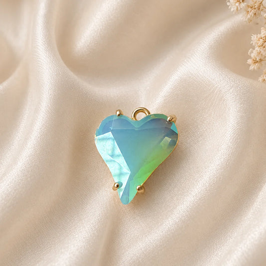 Opal Crystal Glass Heart Charms | 2x1.5 cm