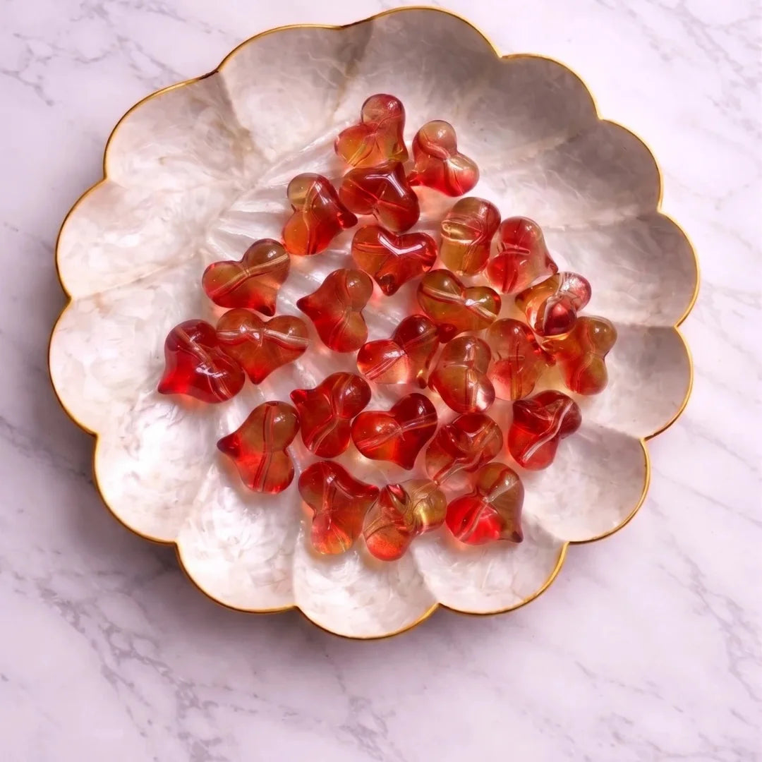Heart Glass Beads - Red