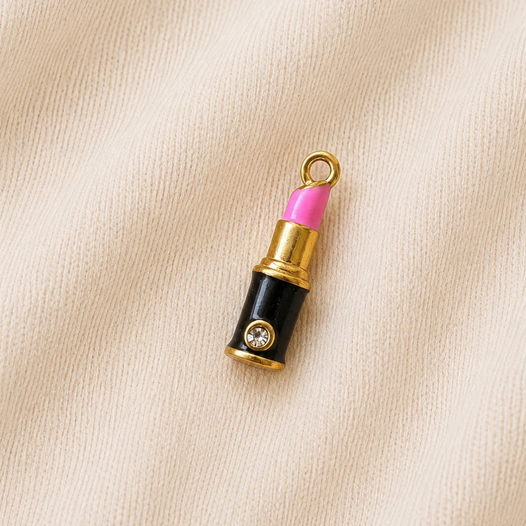 Stainless Steel | Pink Lipstick Charm | 1.6x0.5 cm