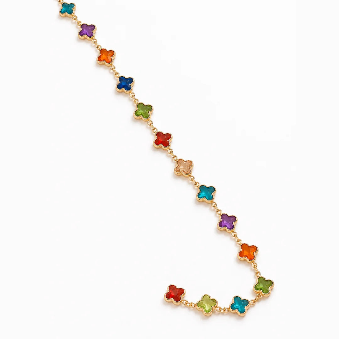 1 Ft Stainless Steel | Shein Multicolored Clover Shaped Stone Chain | 1x1 cm