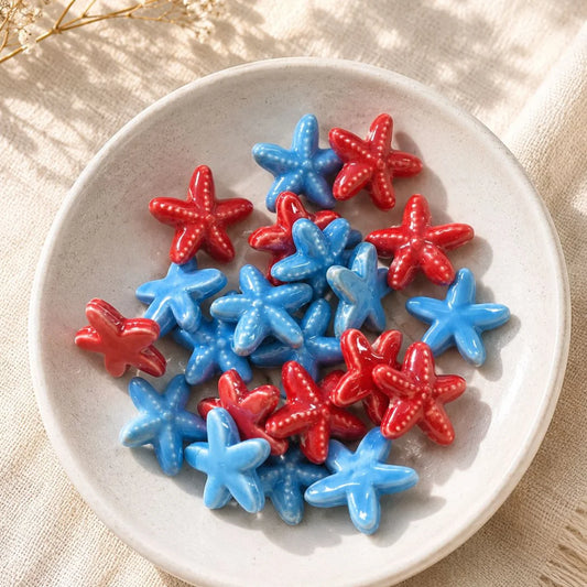 Glazed Ceramic Starfish Beads | 1.8x1.8 cm