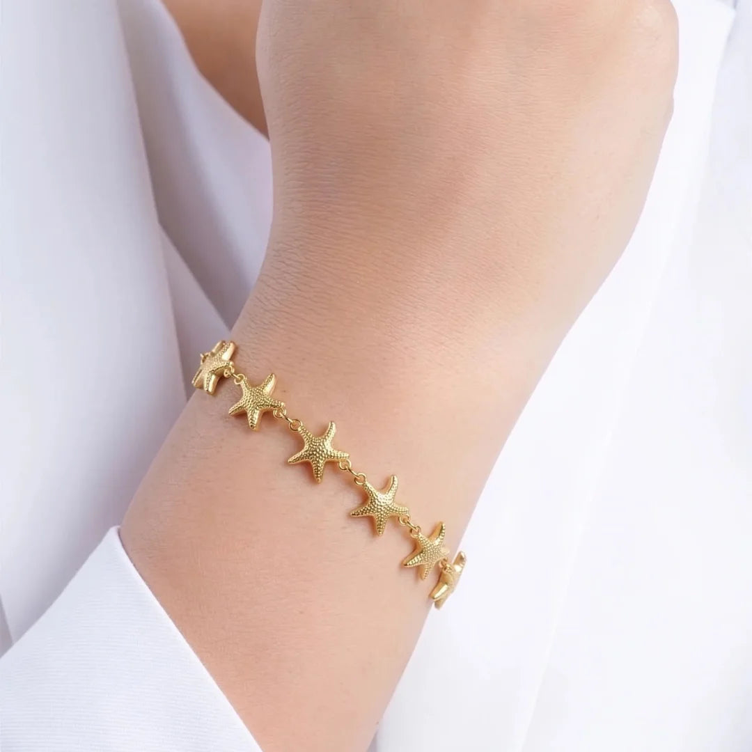 1 Ft Stainless Steel | 18K Gold Plated Starfish Connected Chain