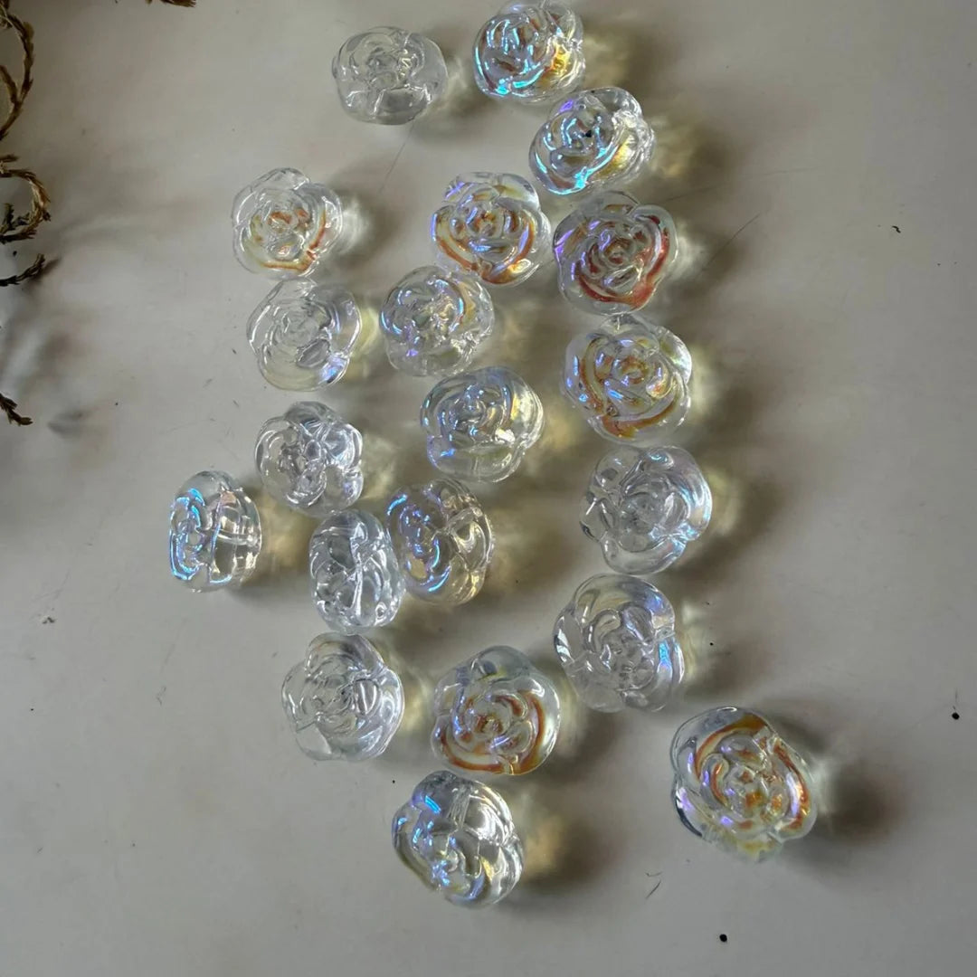 Iridescent Glass Rose Beads