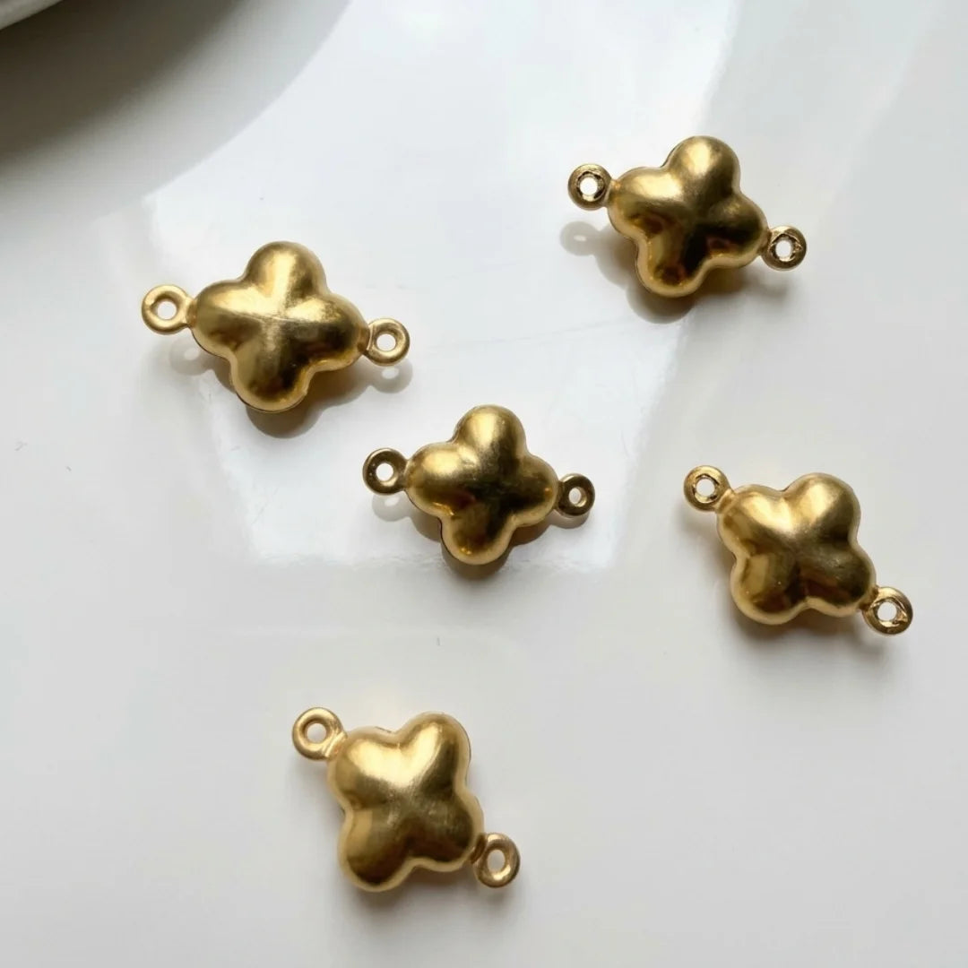 Stainless Steel | Four Leaf Clover Connector Charm | 18x10 mm