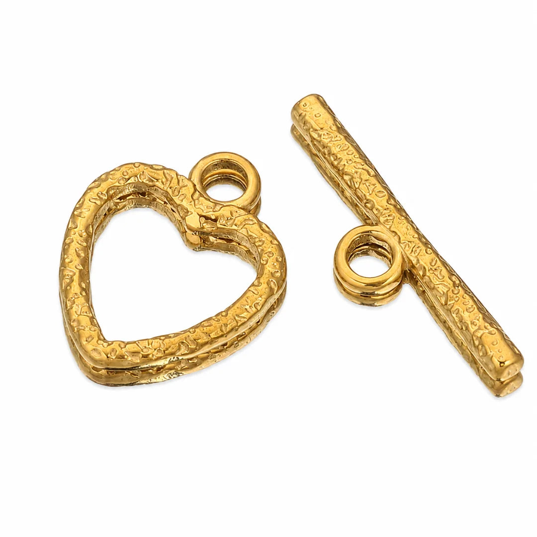 Stainless Steel | Gold Plated Heart Shaped OT Toggle Clasp | 17 mm (H) x 14mm (W)