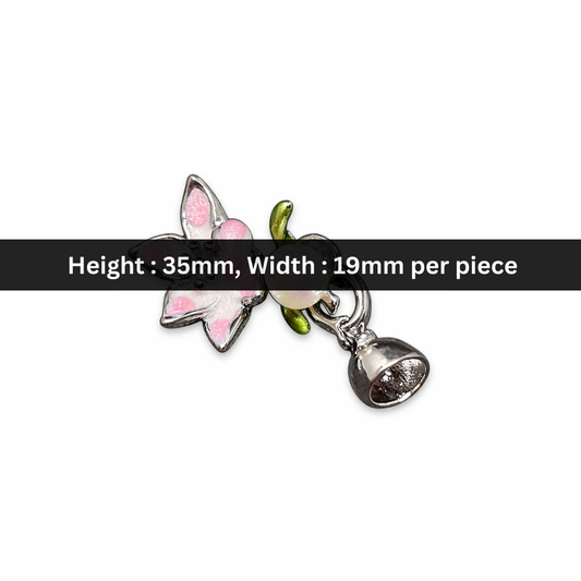 Stainless Steel | 35x19 mm | Baby Pink Lotus and Pearl Charm Style 01