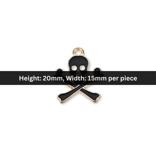 20x15 mm | Black Enamel Crossbones Skeleton Charm