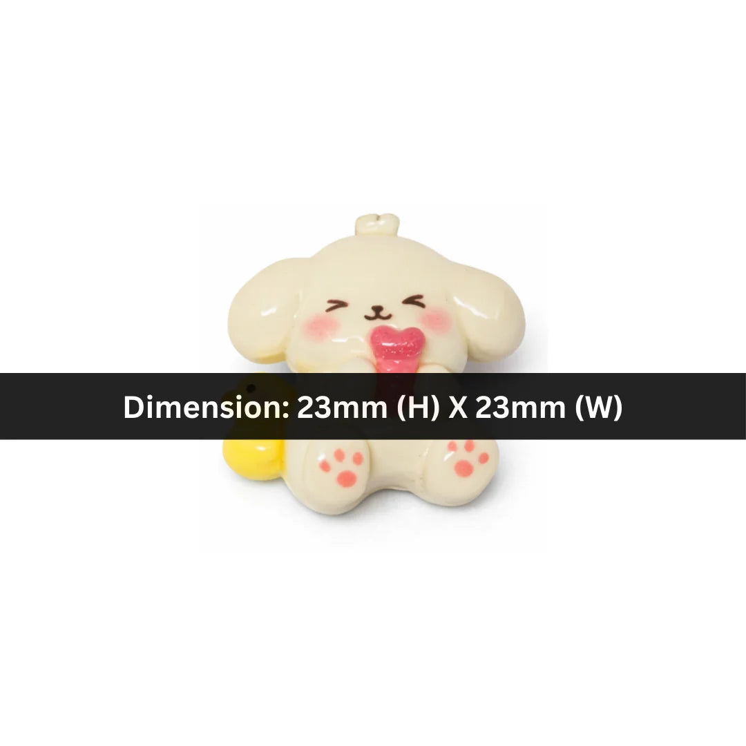 Acrylic | 23x23mm | Cream Puppy Holding Pink Heart