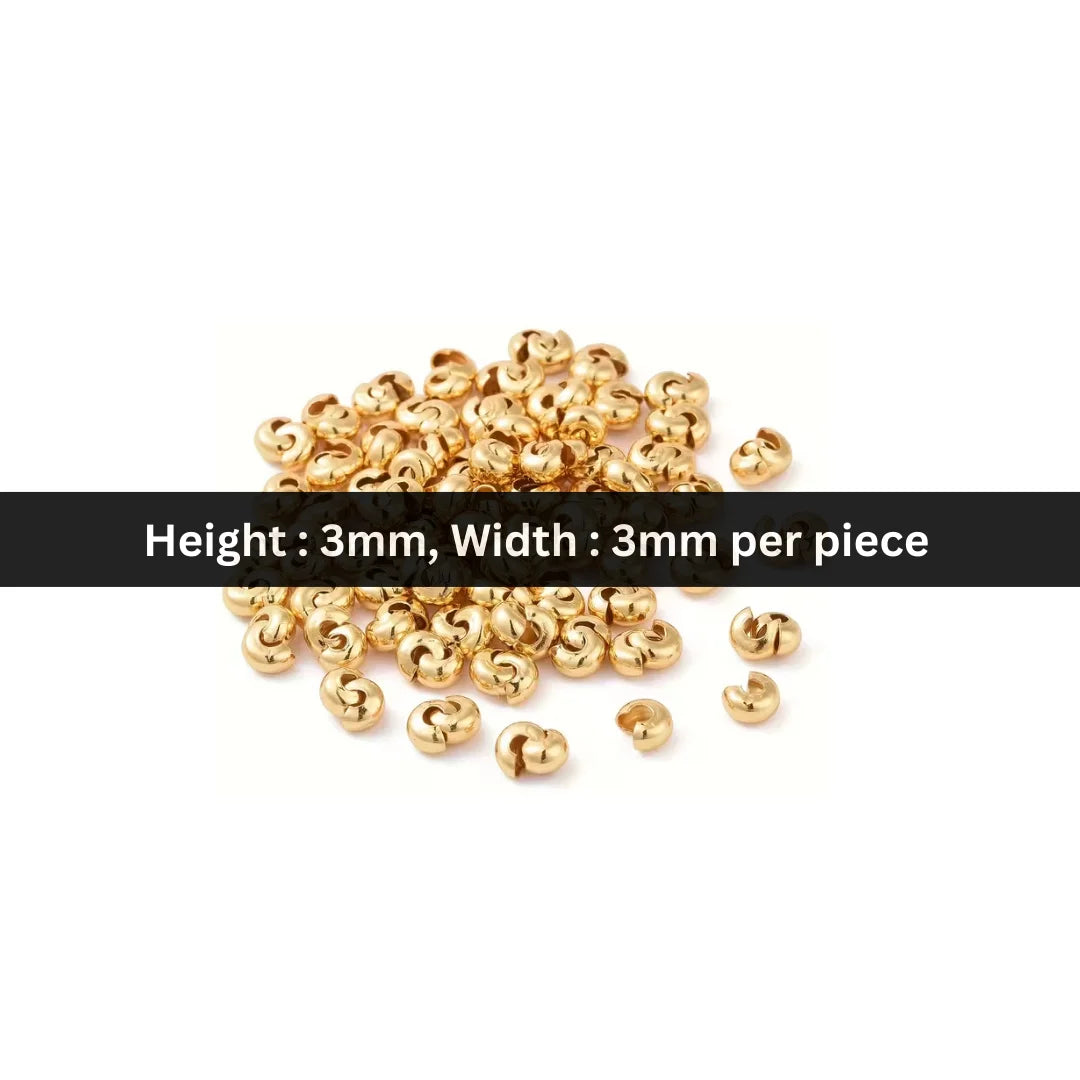 Stainless Steel | 3x3 mm | Crimp Covers Beads Style- 02