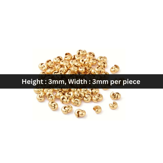 Stainless Steel | 3x3 mm | Crimp Covers Beads Style- 02