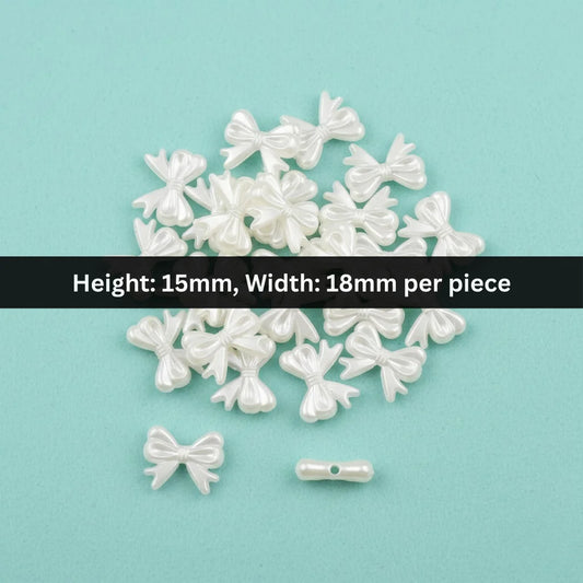 Acrylic | 15x18 mm | Decorative Bow Beads – White Pearl Finish