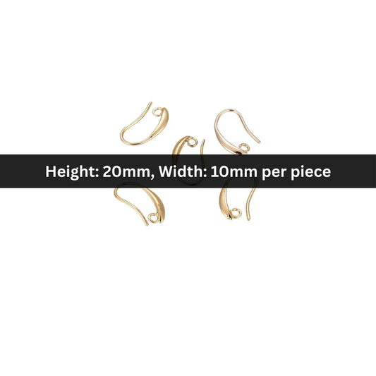 Stainless Steel | Pair of Gold Plated Earring Hooks | 20x10 mm
