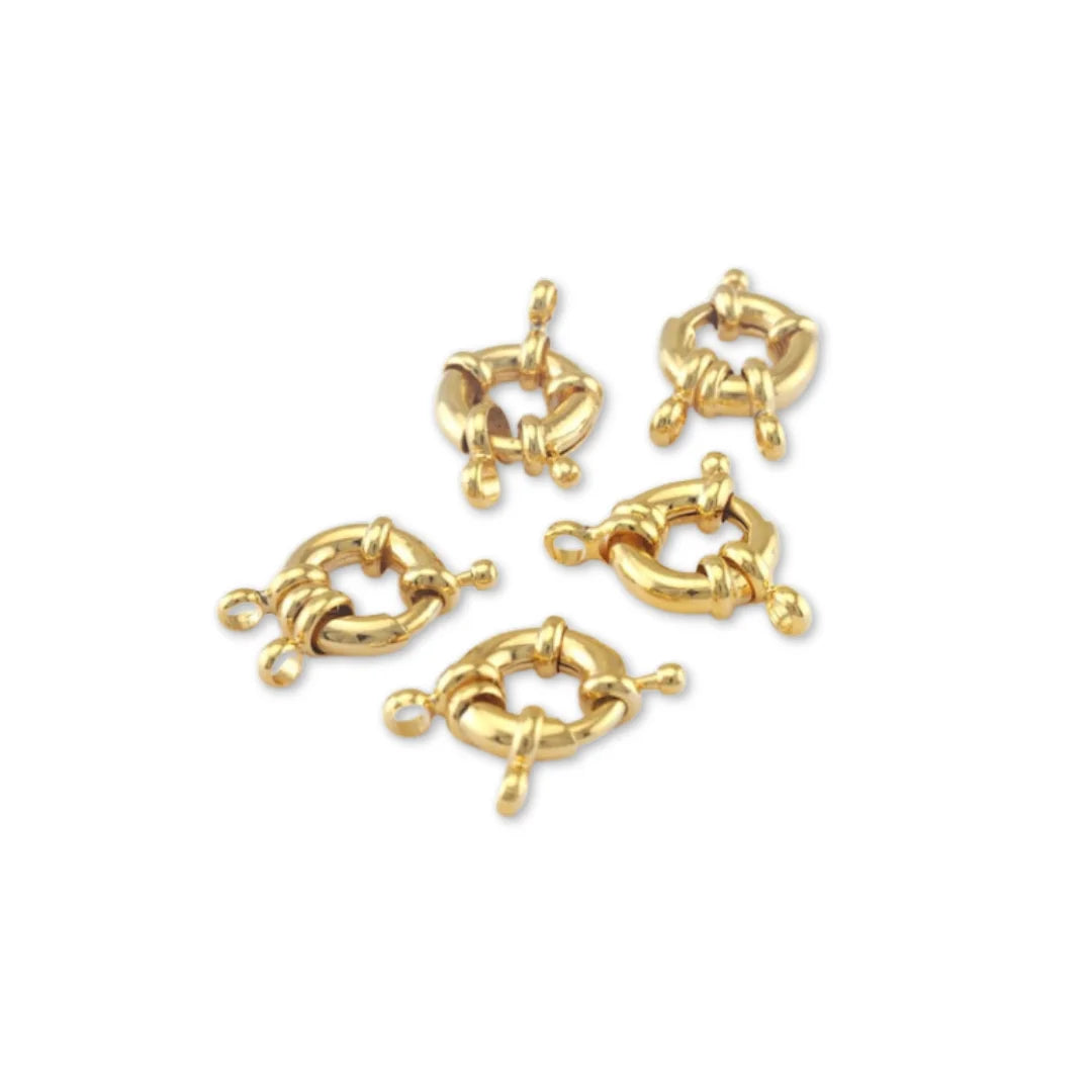 Stainless Steel | Gold Spring Clasps | 13 mm