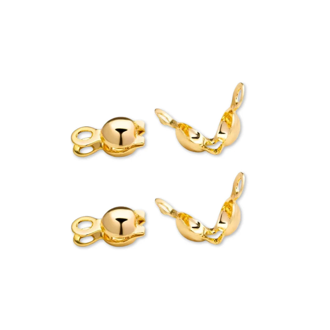316 Stainless Steel | Golden - Clamshell Fold - Over Bead Covers | 4x7 mm