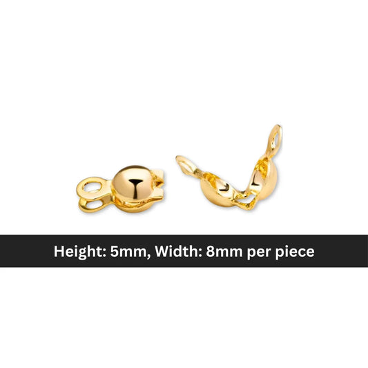 Stainless Steel | Golden - Clamshell Fold - Over Bead Covers | 5x8 mm