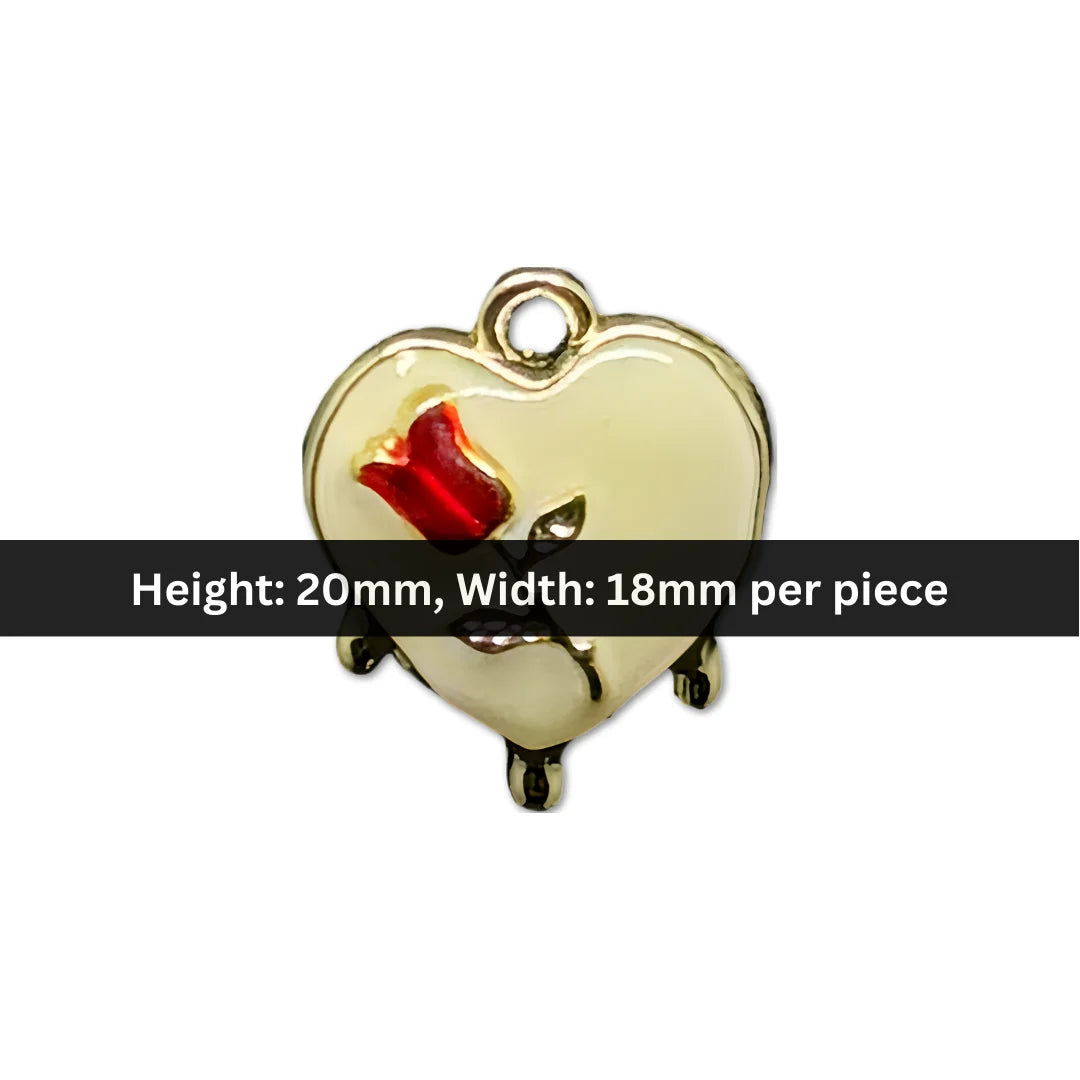 Stainless Steel | 20x18 mm | Heart Rose Charm