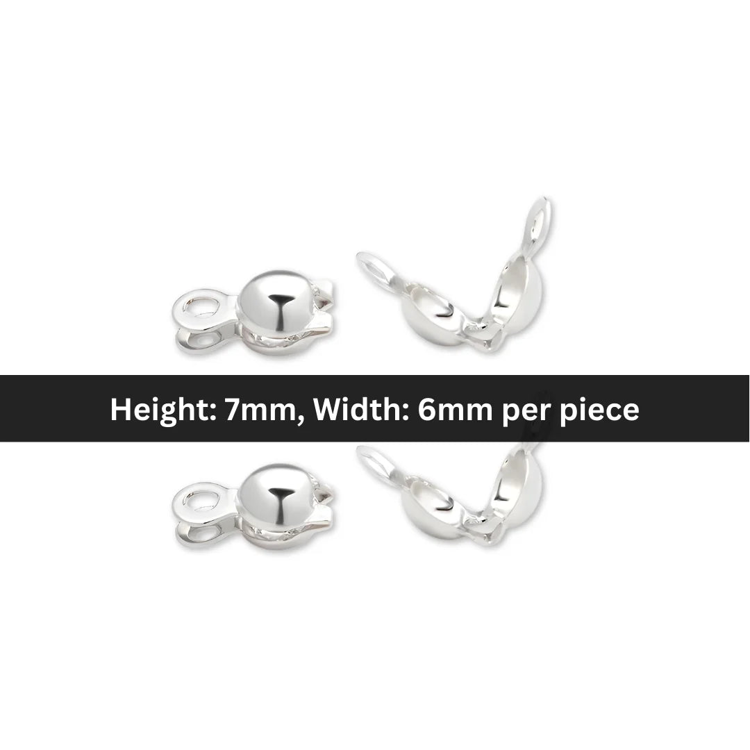 Stainless Steel | Silver - Clamshell Fold - Over Bead Covers | 7x6 mm