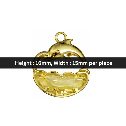 Stainless Steel | 16x15 mm | Yellow Dolphin Charm Style -01