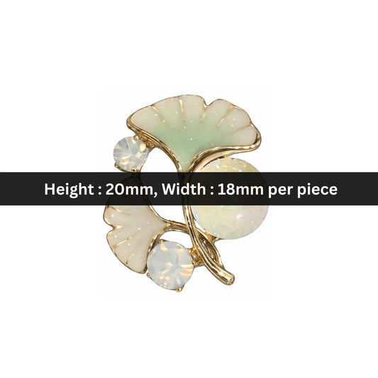 Stainless Steel | 20x18 mm | Iridescent Ginkgo Leaf Brooch