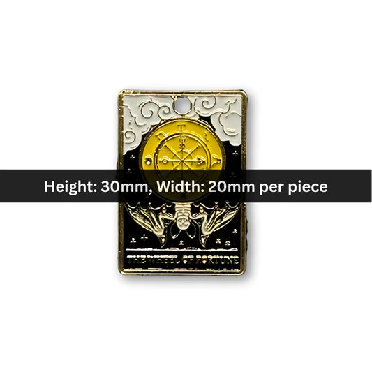 Stainless Steel | 30x20 mm | The Wheel of Fortune – Tarot Enamel Charm