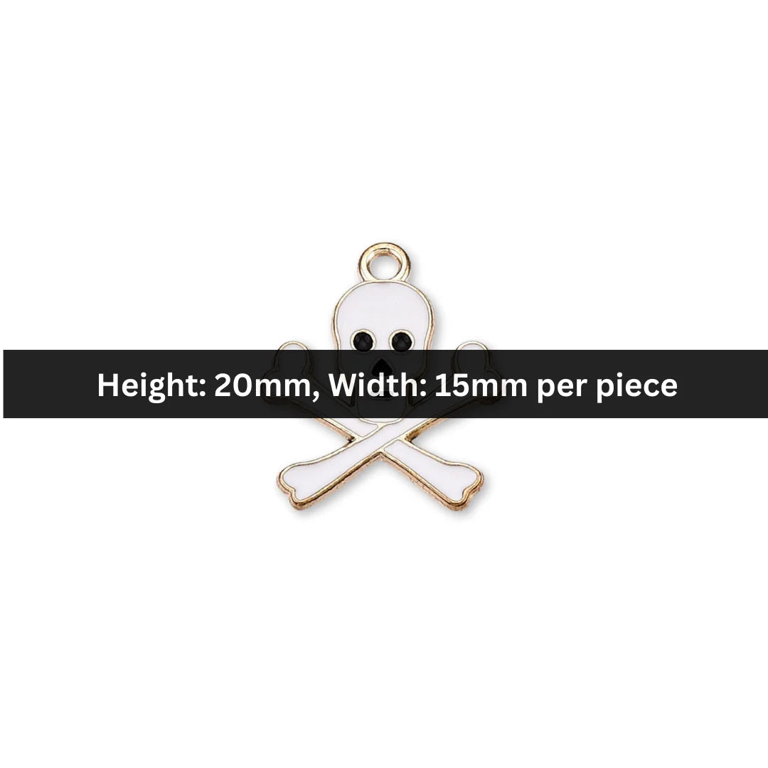 20x15 mm | White Enamel Crossbones Skeleton Charm