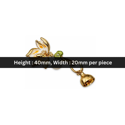 Stainless Steel | 40x20 mm | White Lotus and Pearl Charm Style 02