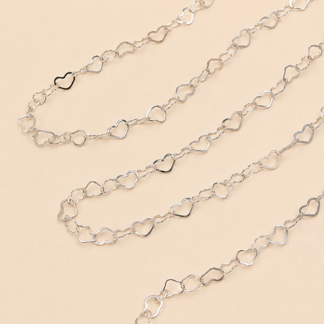 1 Ft of Silver | Stainless Steel Heart Chain