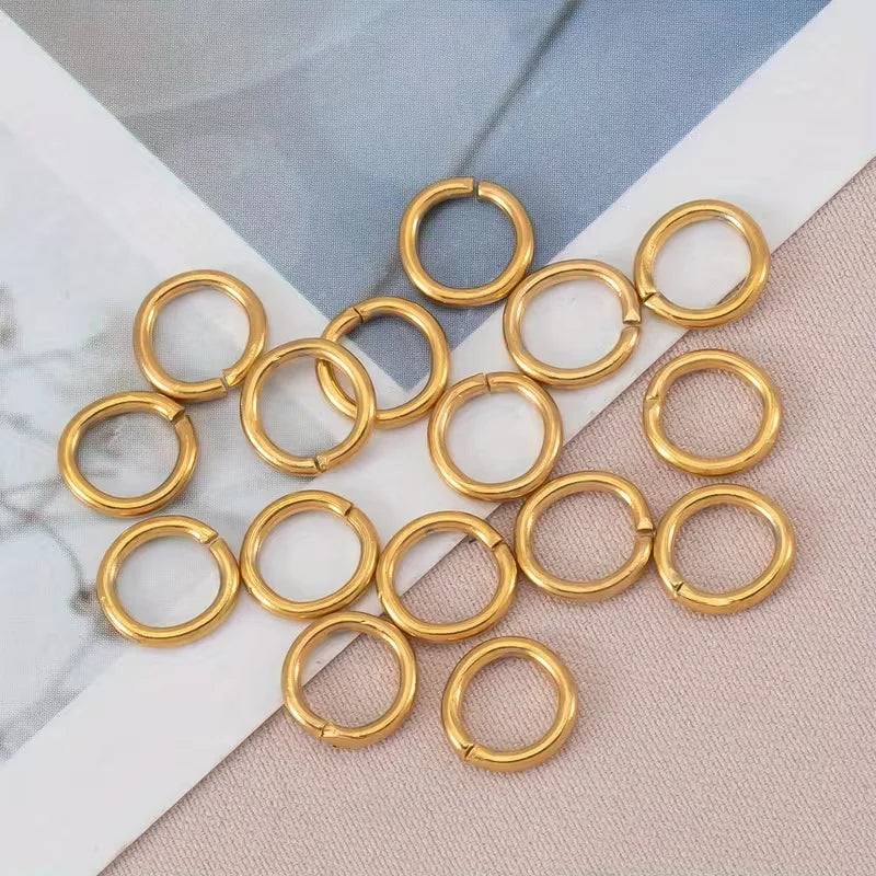 Stainless Steel | 8mm | Antique Golden Plated Jump Rings