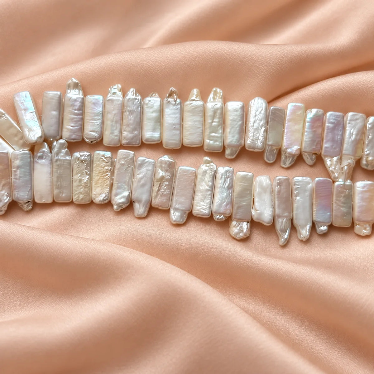 Fresh Water Cream Color Rectangle AA Lustre Pearl | 9 x 20mm