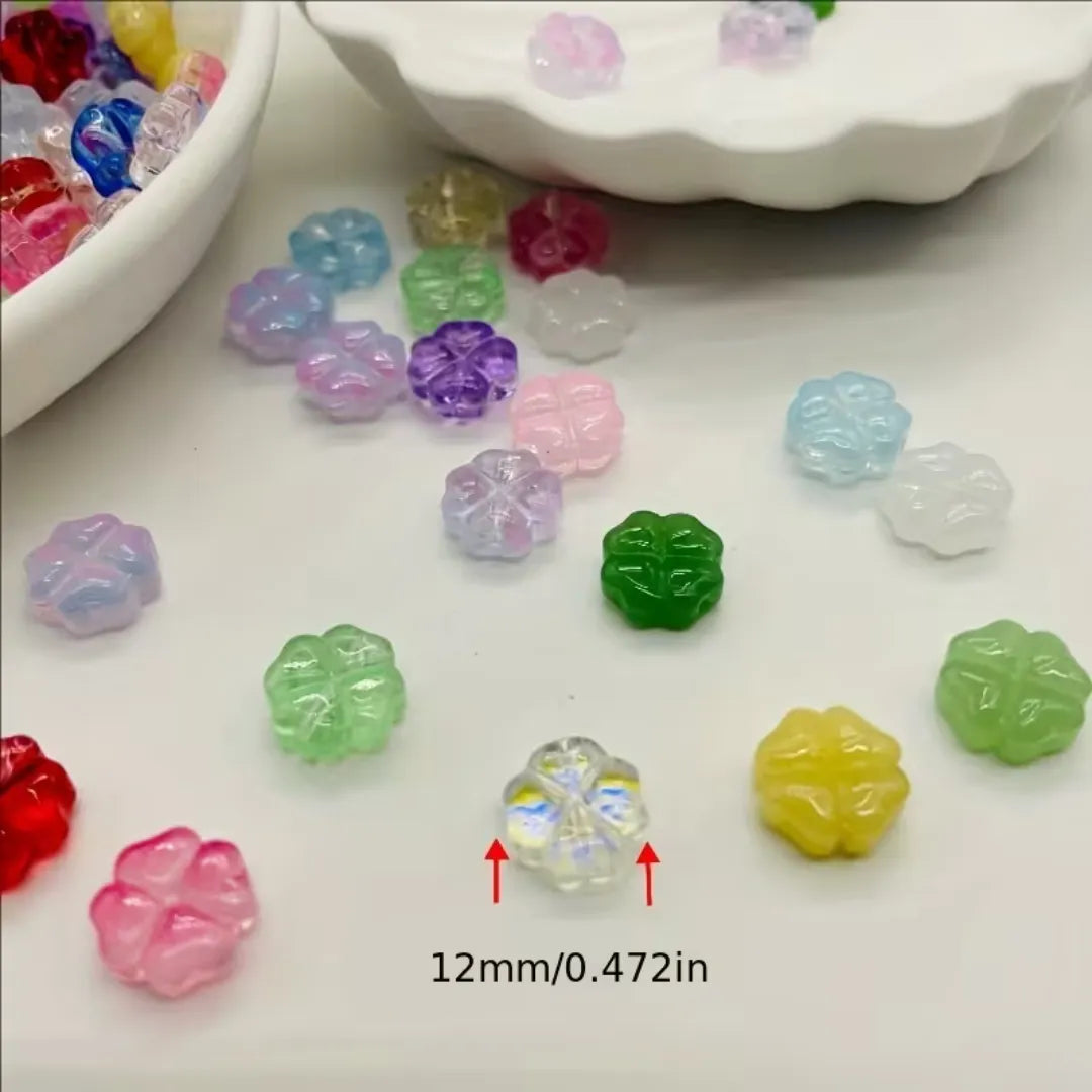 12 mm | Four Leaf Clover Glass Beads