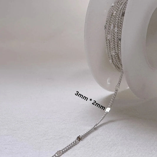 1 Ft of Stainless Steel Chain | Silver | Shiny Flat Curb Chain | 3mm*2mm